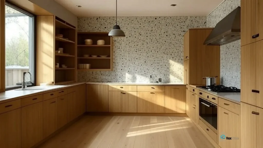 A kitchen design like Minimalist with Warmth