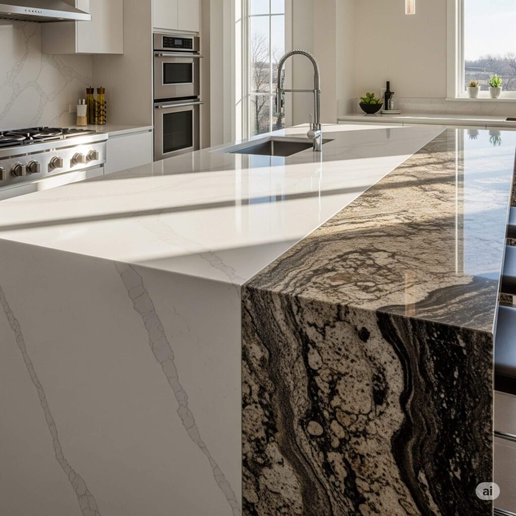 A modern Quartz and Granite Countertops design of kitchen