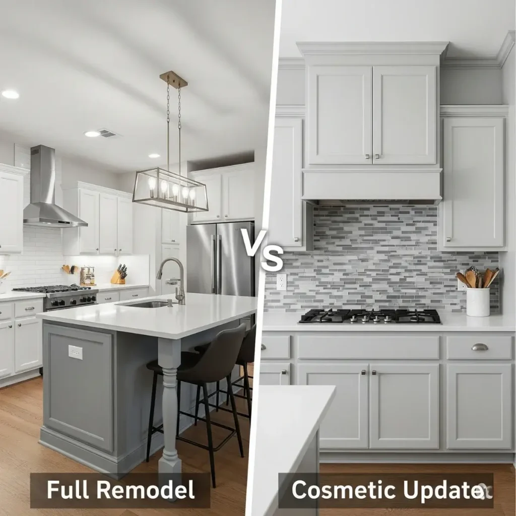 A side by side compression of Remodel vs Cosmetic Updates