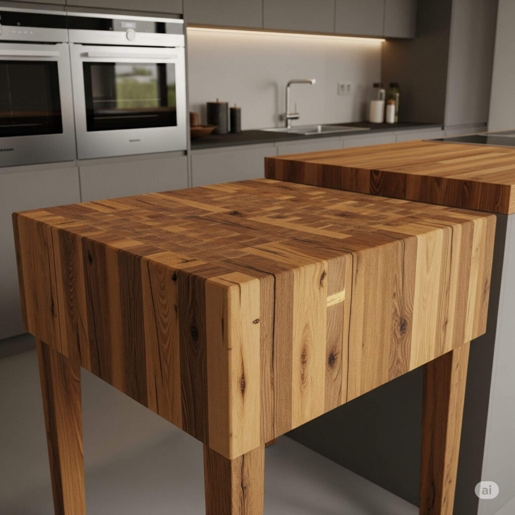 A Sustainable Butcher Block kitchen design.