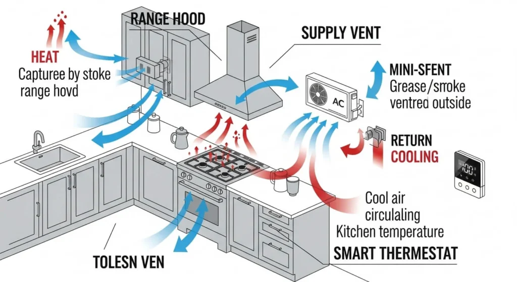 A diagram of kitchen HVAC system that works.