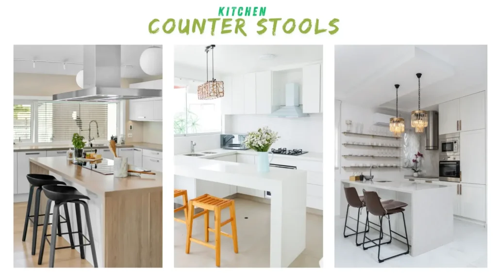 A kitchen stools style and design with info text banner.