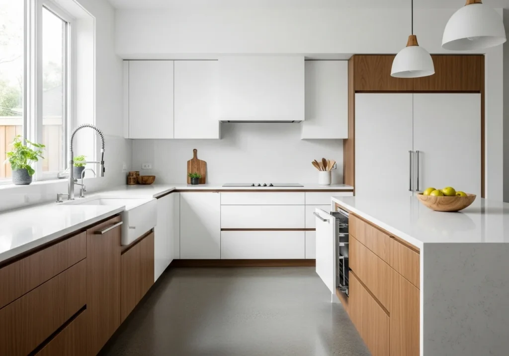 Seamless kitchen with integrated appliances and clean lines