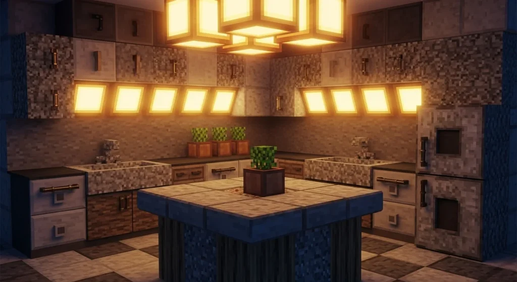 Geometric modern kitchen with blocky digital influence