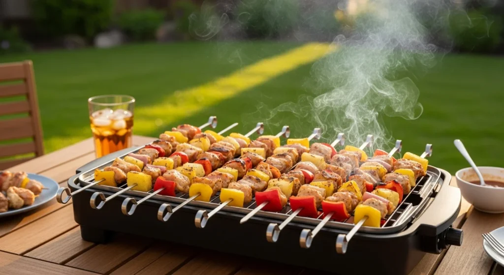 A Electric Skewer Grill with ready to use Chekan tika. 