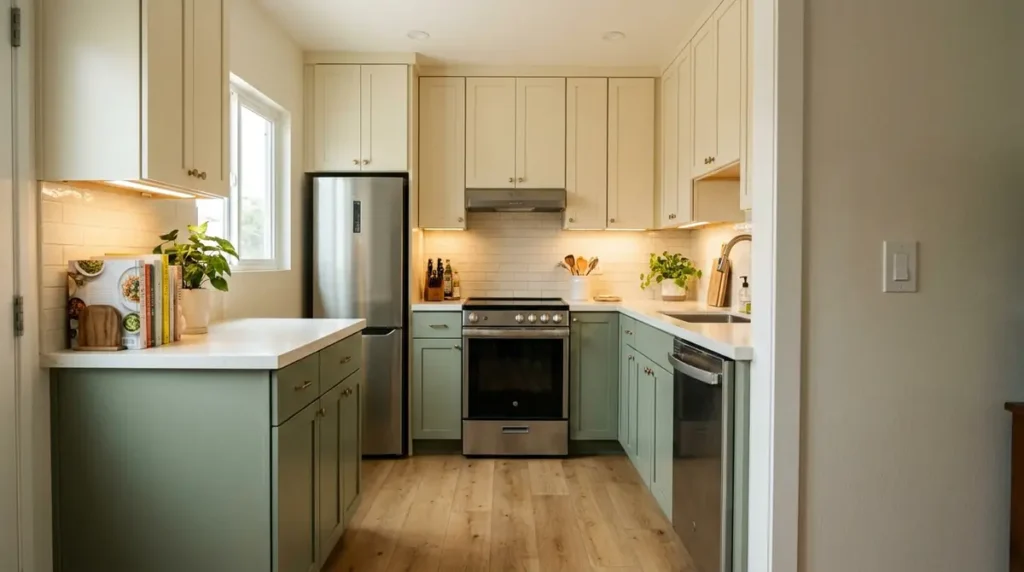 compact galley kitchen interior