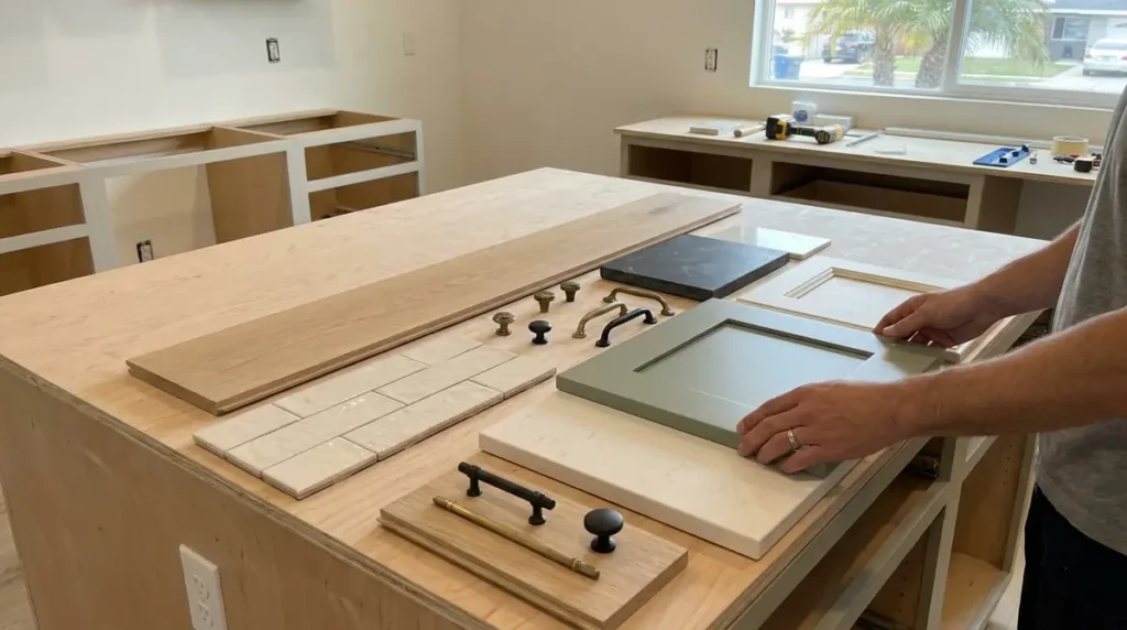 designer comparing kitchen remod
