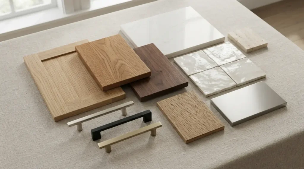 kitchen material samples flat lay