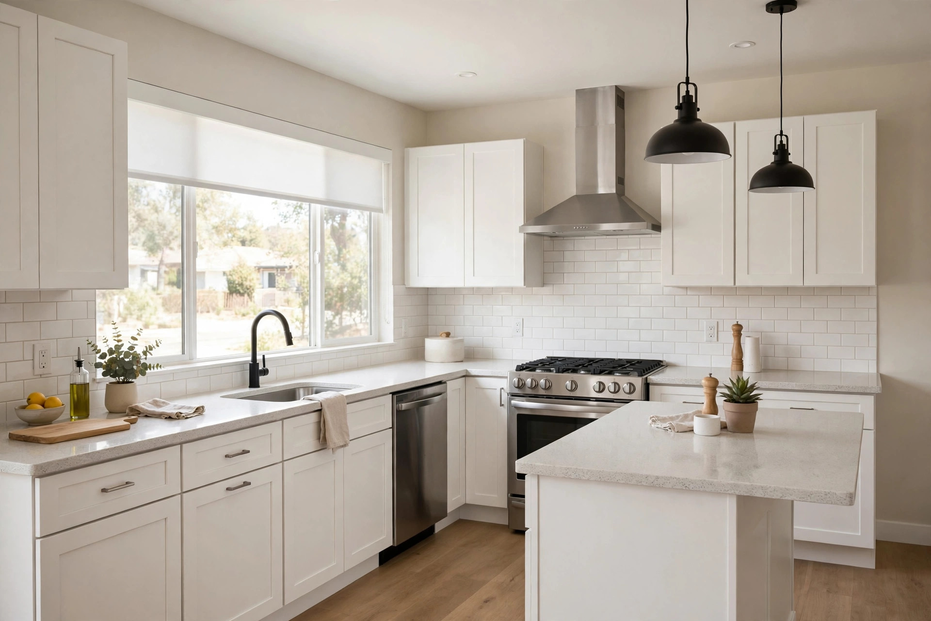 Renovated rental property kitchen in Chula Vista featuring durable countertops and updated cabinetry
